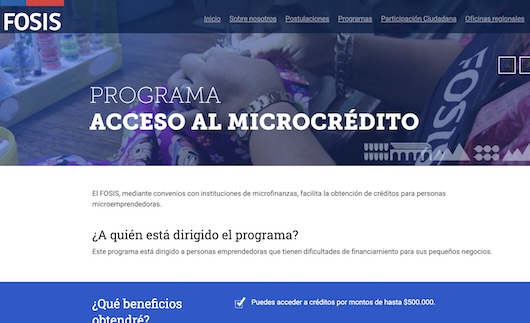 FOSIS Chile acceso a microcrédito facilita créditos a microemprendedores con apoyo de instituciones financieras.