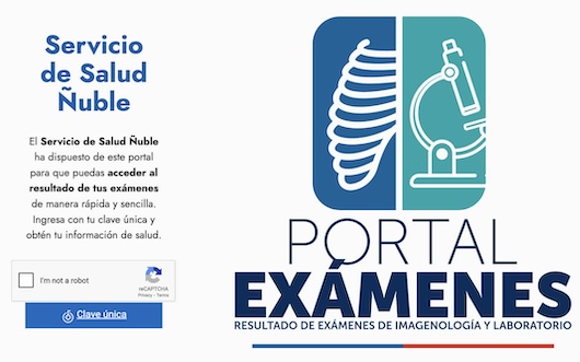 Portal Exámenes Servicio de Salud Ñuble para consultar y descargar resultados de laboratorio, imágenes y escáner en línea.