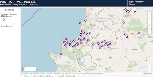 Visor territorial MINSAL con puntos de vacunación COVID-19 en Ñuble, actualizado semanalmente por el Ministerio de Salud Chile.