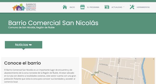 Barrio Comercial Andes en San Fabián, Ñuble, con gran variedad de pequeños negocios, servicios y gastronomía local.