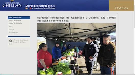 Screenshot Mercado Campesino Diagonal Las Termas Chillán, hortalizas frescas de fin de semana.