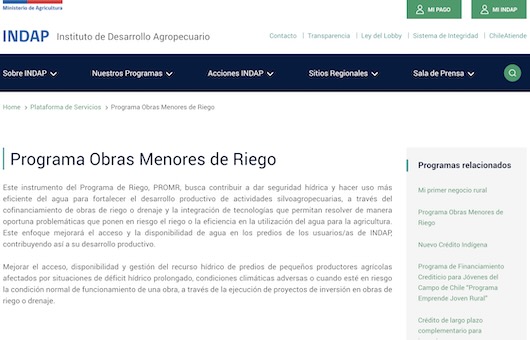 INDAP financia obras menores de riego y drenaje para enfrentar déficit hídrico y mejorar acceso a agua en predios agrícolas.