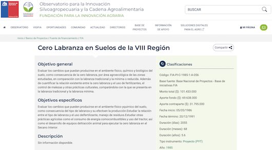 INIA estudia impacto de la cero labranza en suelos agrícolas del sur de Chile.