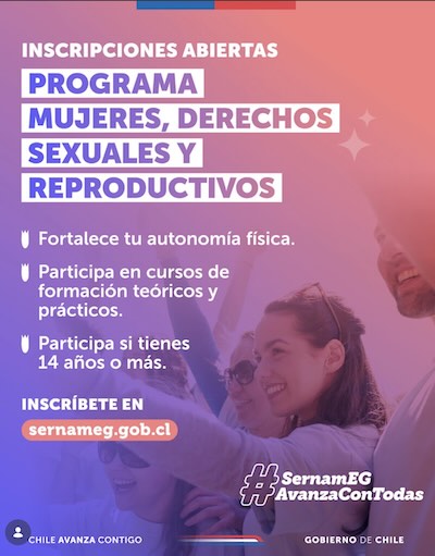 Convocatoria Programa Mujeres Derechos Sexuales y Reproductivos de SERNAMEG Ñuble, formación en derechos sexuales desde los 14 años.
