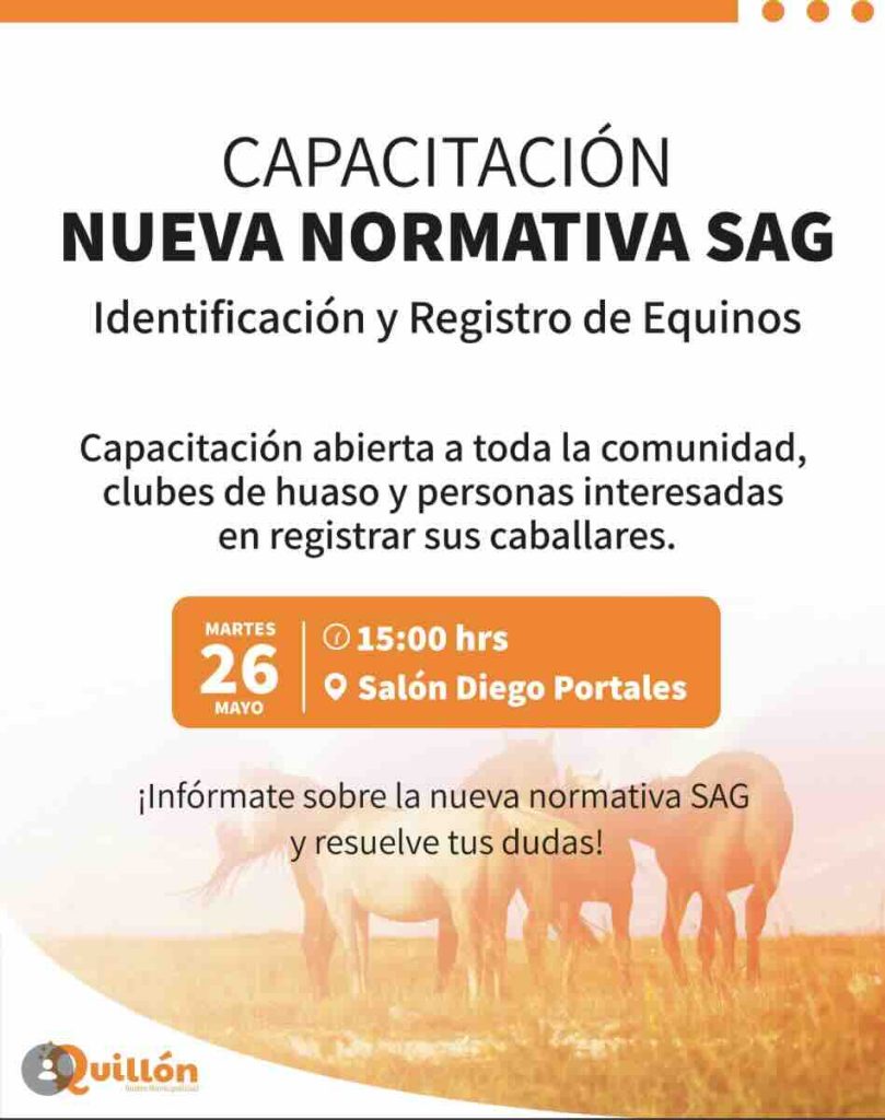 Capacitación sobre nueva normativa SAG para registro e identificación de caballares en Quillón.
