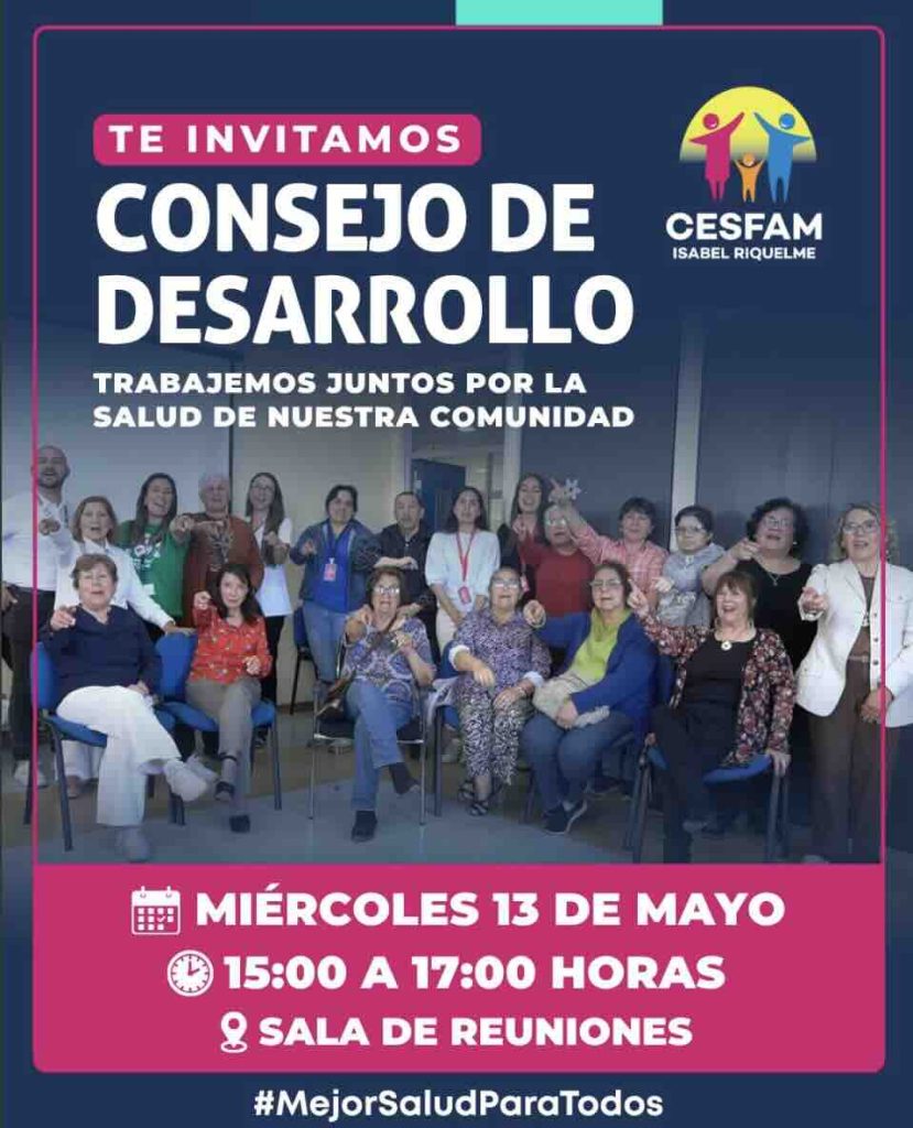 Consejo de Desarrollo del Cesfam Isabel Riquelme con participación comunitaria y diálogo en salud.
