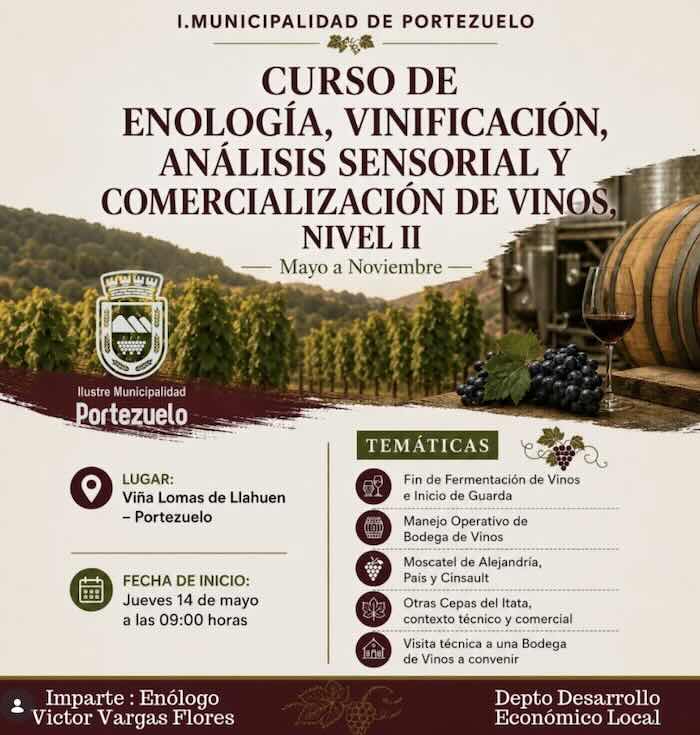Curso de Enología y Vinificación en Portezuelo para productores vitivinícolas del Valle del Itata.