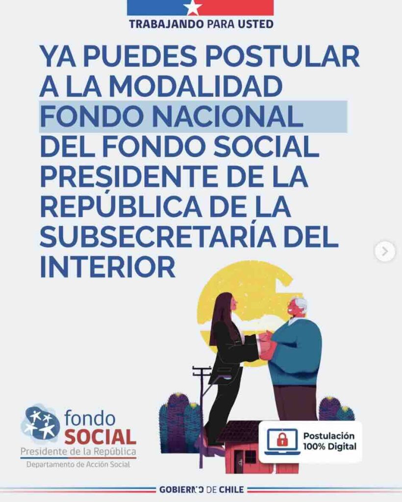 Postulación Fondo Social Presidente de la República para organizaciones sociales y proyectos comunitarios en Chile.