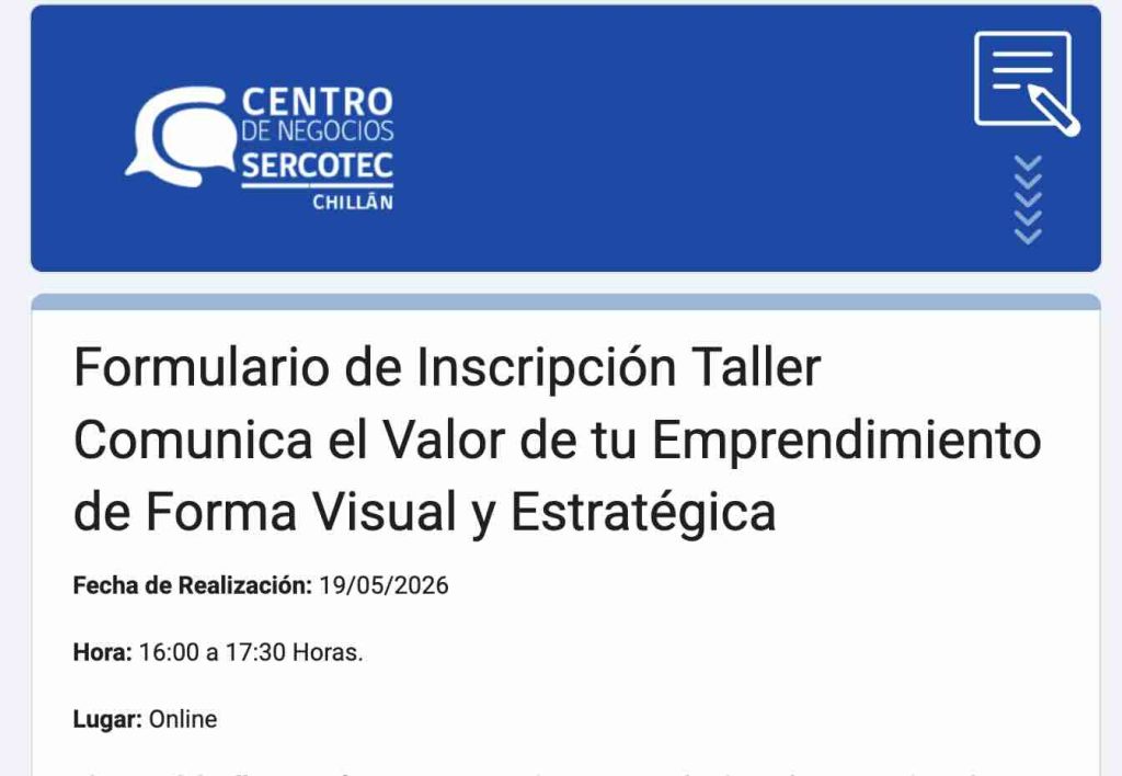 Taller comunica valor emprendimiento visual SERCOTEC Chillán Ñuble branding diseño estrategia negocios