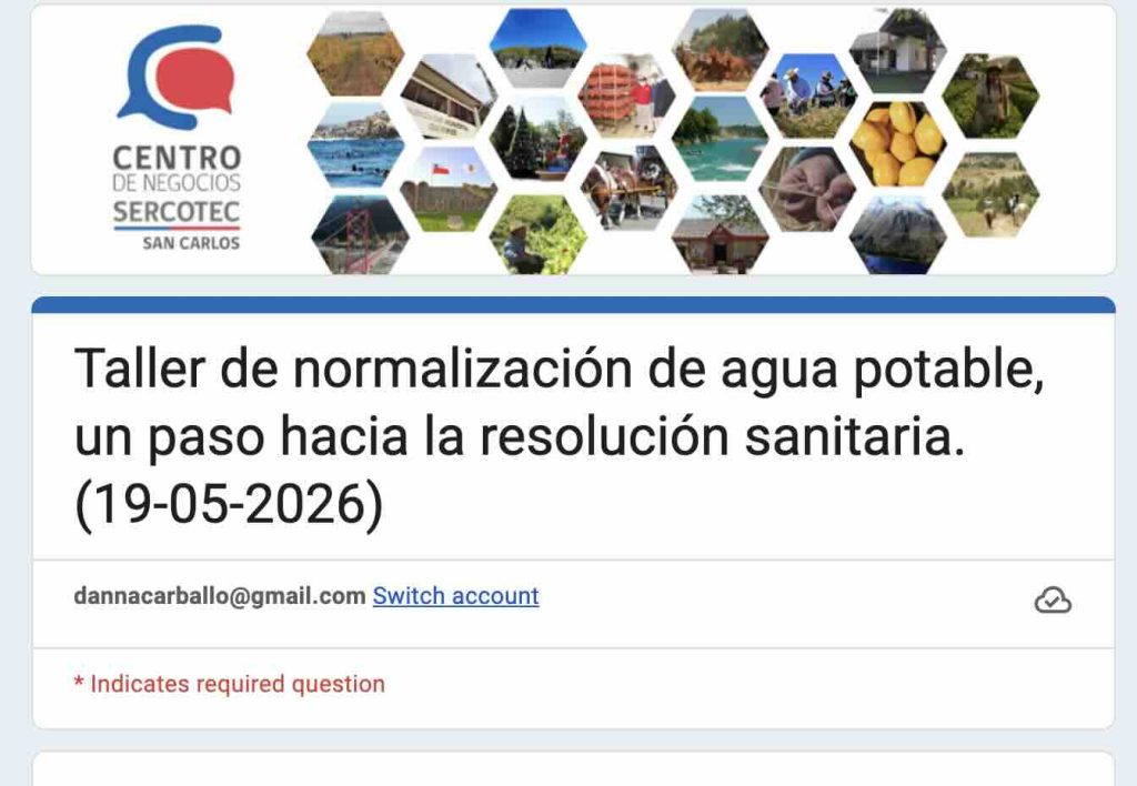 Taller normalización agua potable resolución sanitaria SERCOTEC San Carlos Ñuble normativa sanitaria emprendimiento